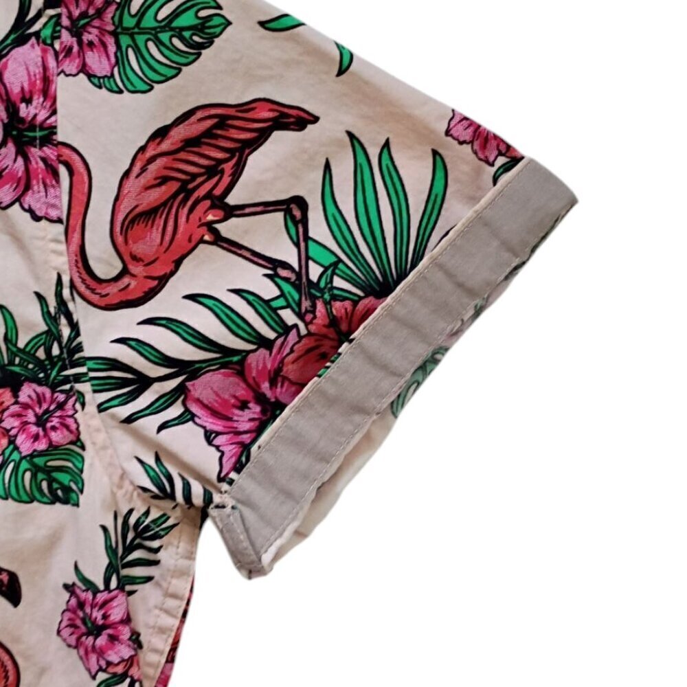 Massive Shirt Hawaiian Flamingo Cotton Short Sleeve Button Down XL - Picture 6 of 9